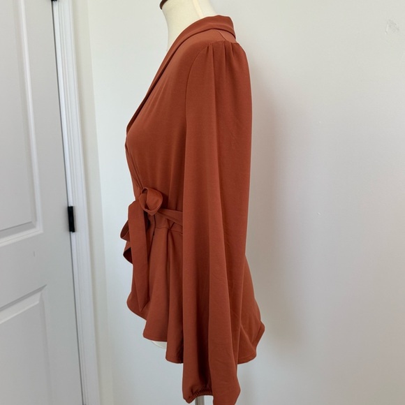 Halara Rust Tie Blouse Women's Small - Picture 4 of 10